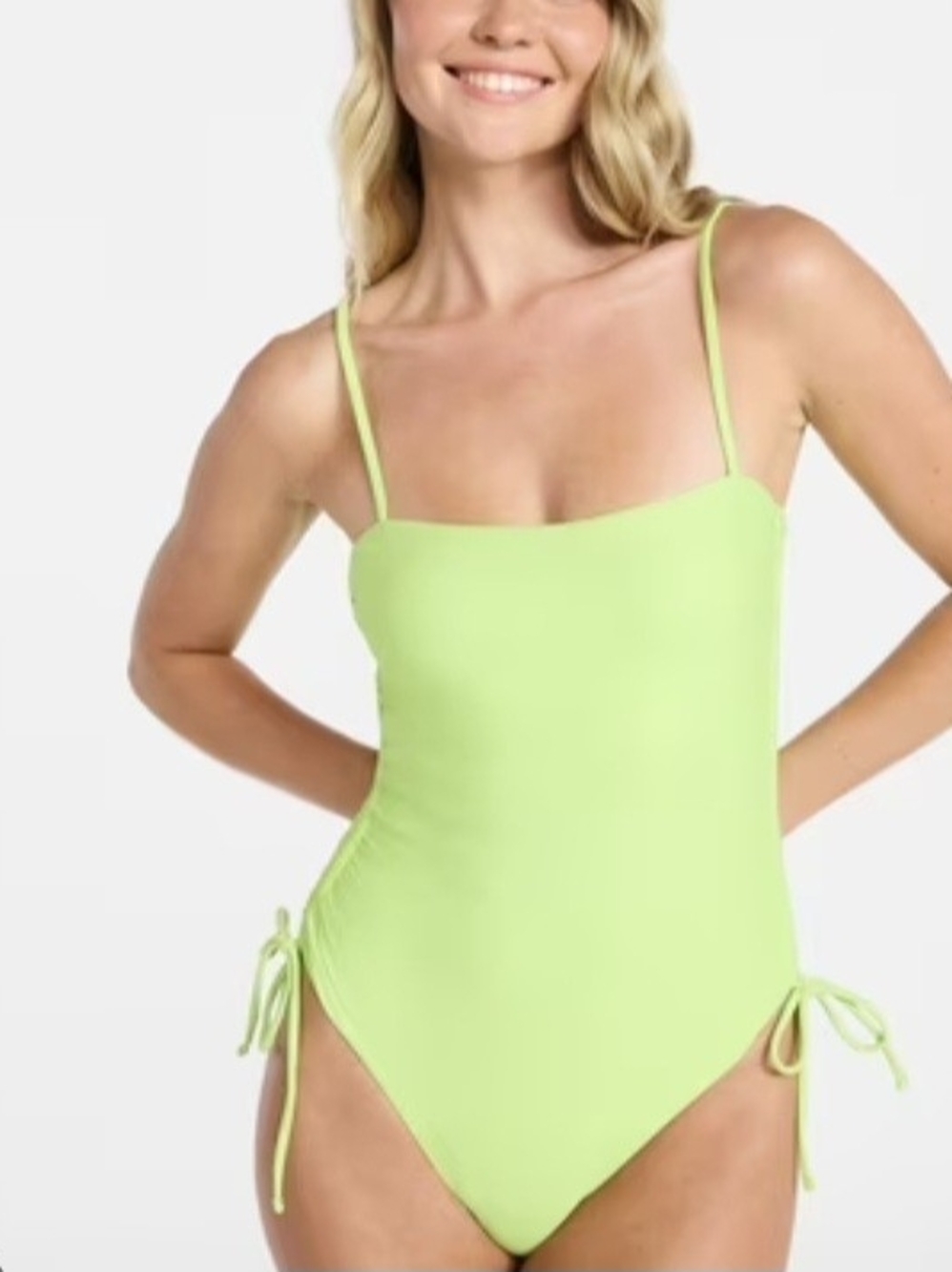 NEW! No Boundaries Green Striped Bikini Set & Lime One-Piece Swimsuit - Picture 2 of 8